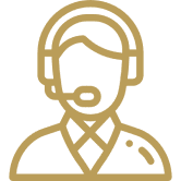 Customer service icon with headset and tie.
